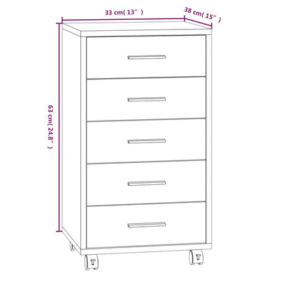 Cassettiera con Ruote Grigio Cemento in Legno Multistrato - homemem39
