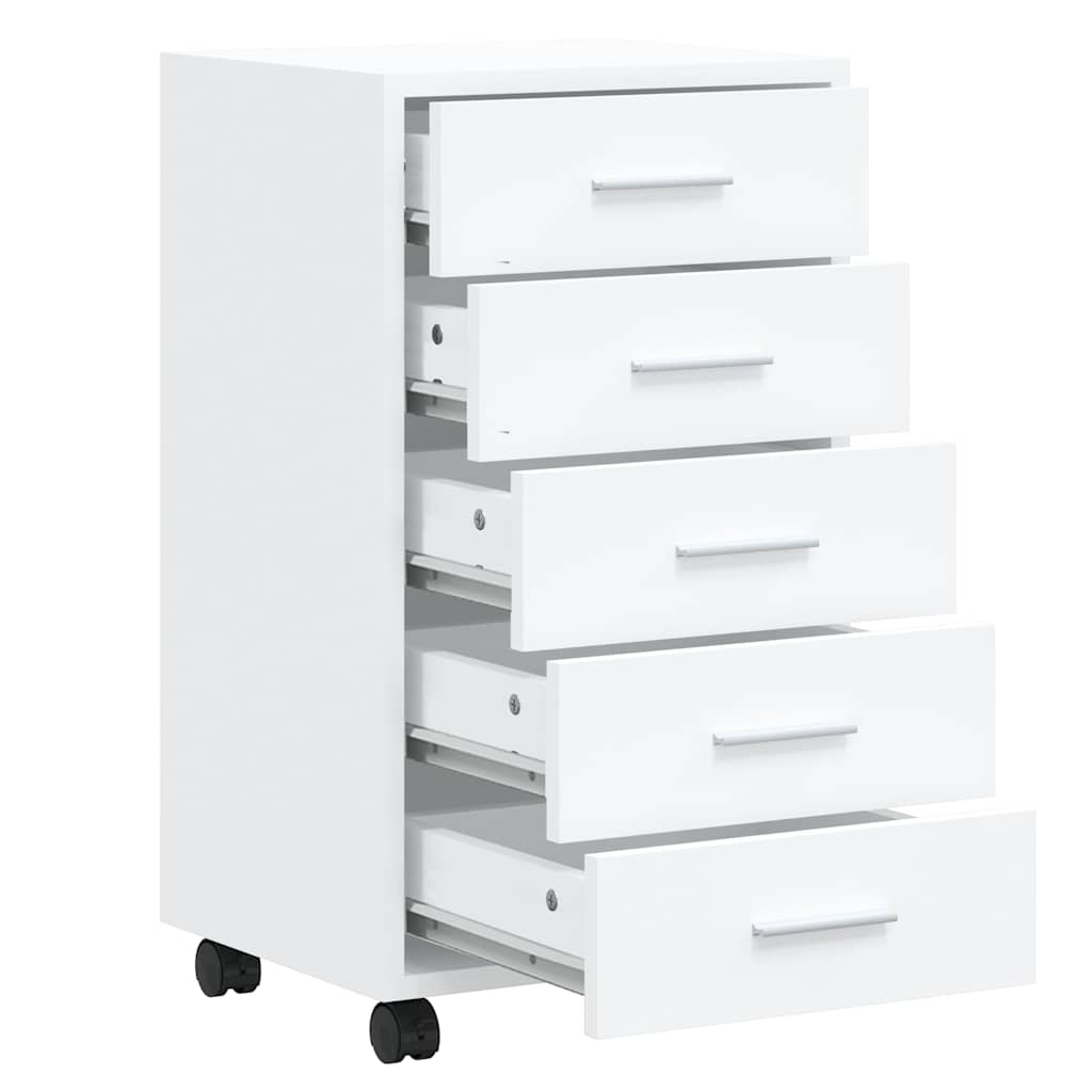 Cassettiera con Ruote bianco lucido in Legno Multistrato | homemem39