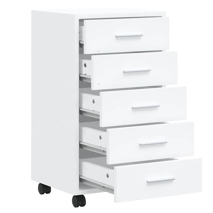Cassettiera con Ruote bianco lucido in Legno Multistrato | homemem39