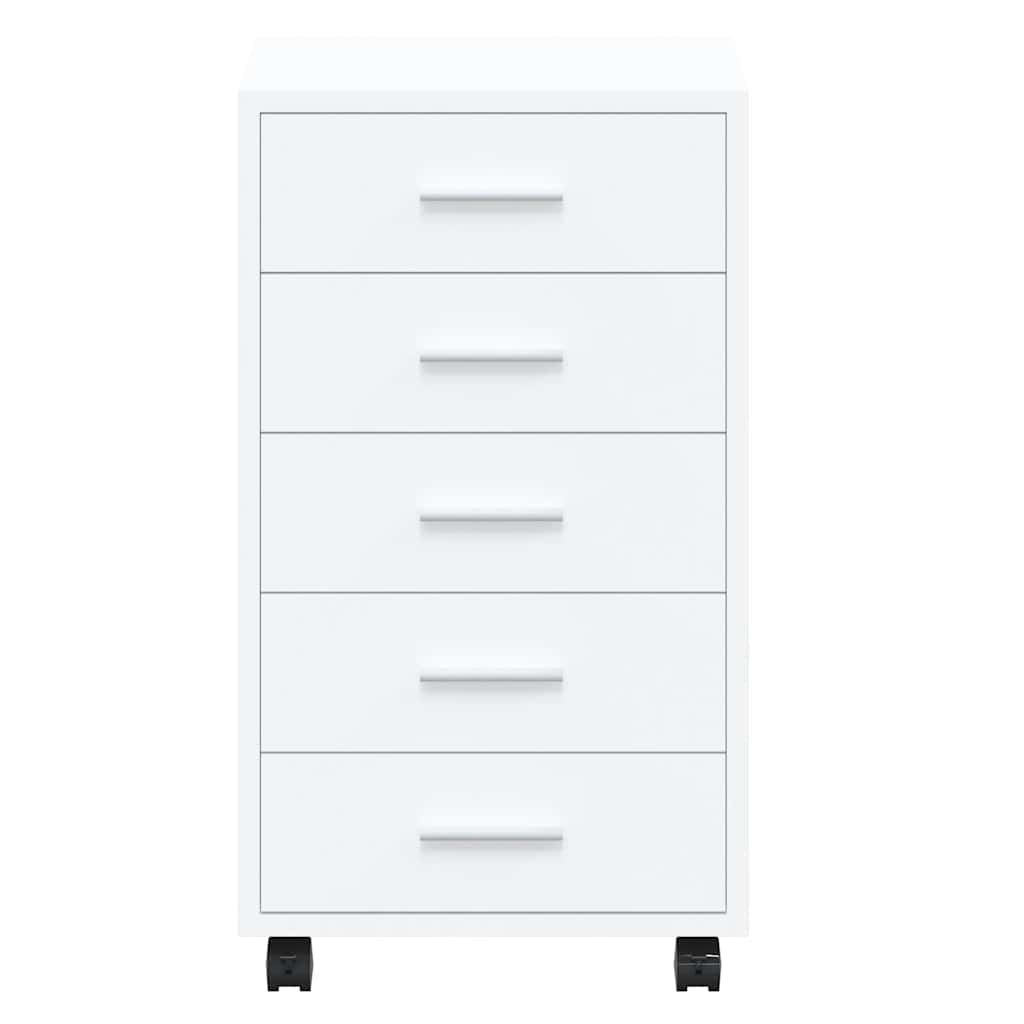 Cassettiera con Ruote bianco lucido in Legno Multistrato | homemem39