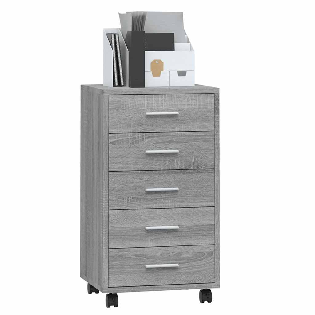 Cassettiera con Ruote grigio sonoma in Legno Multistrato | homemem39