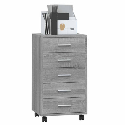 Cassettiera con Ruote grigio sonoma in Legno Multistrato | homemem39