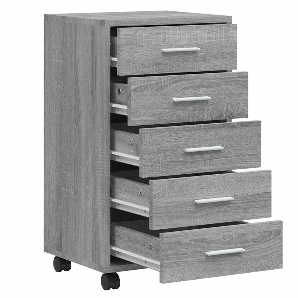 Cassettiera con Ruote grigio sonoma in Legno Multistrato | homemem39