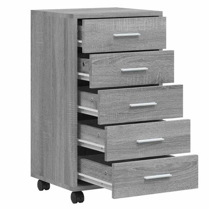 Cassettiera con Ruote grigio sonoma in Legno Multistrato | homemem39