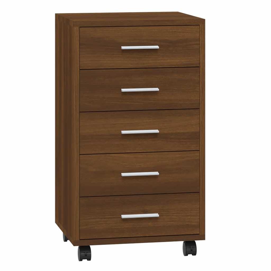 Cassettiera con Ruote rovere marrone in Legno Multistrato | homemem39