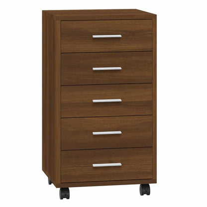 Cassettiera con Ruote rovere marrone in Legno Multistrato | homemem39