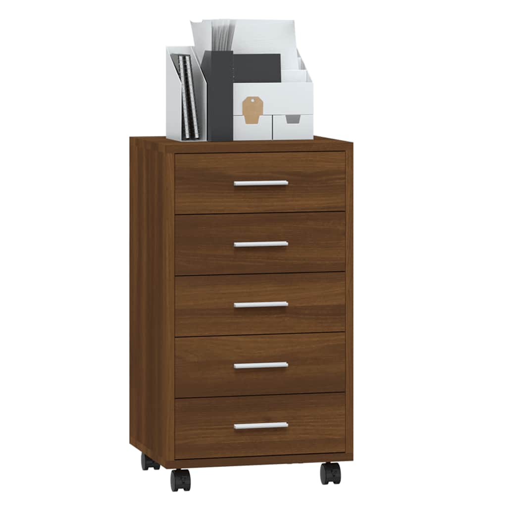 Cassettiera con Ruote rovere marrone in Legno Multistrato | homemem39