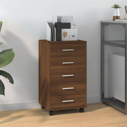 Cassettiera con Ruote rovere marrone in Legno Multistrato | homemem39