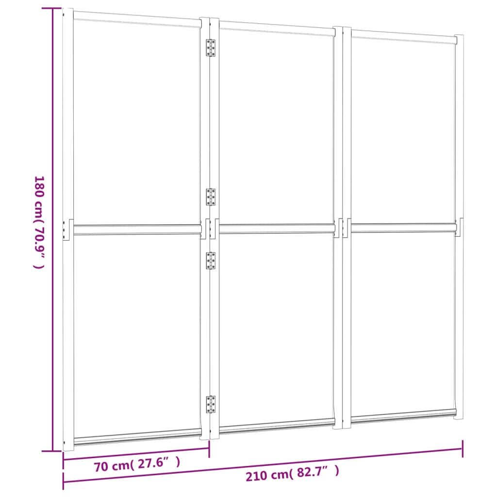 Paravento a 3 Pannelli Nero 210x180 cm - homemem39