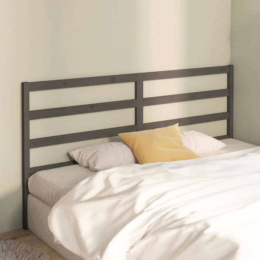 Testiera per Letto Grigia 206x4x100cm in Legno Massello di Pino - homemem39