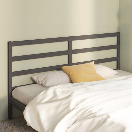 Testiera per Letto Grigia 206x4x100cm in Legno Massello di Pino - homemem39