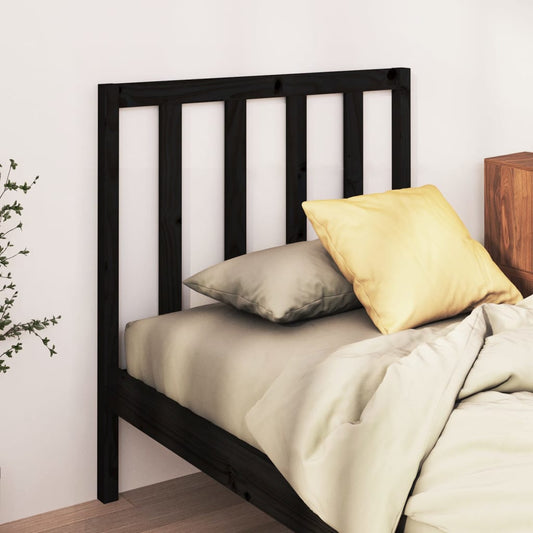 Testiera per Letto Nera 81x4x100 cm in Legno Massello di Pino | homemem39