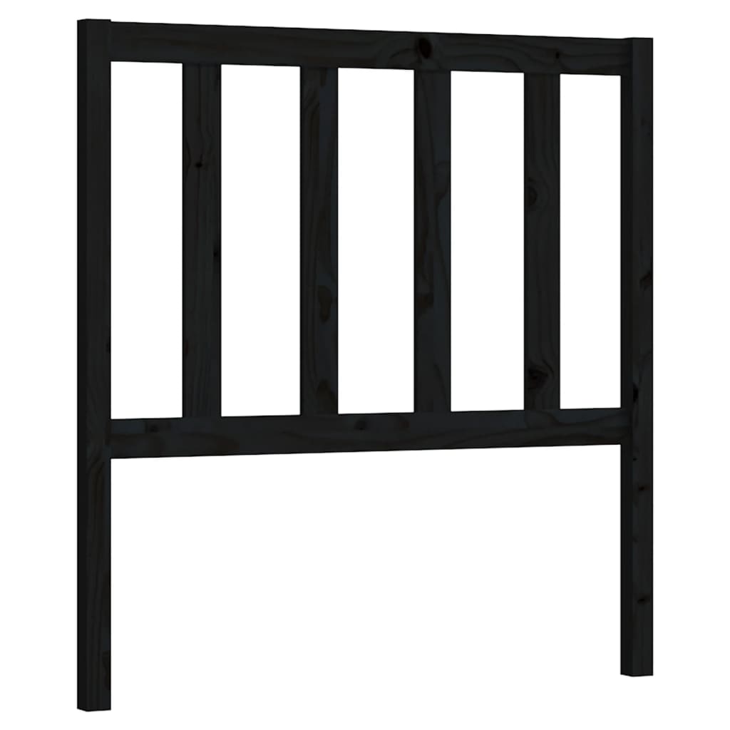 Black Bed Headboard 81x4x100 cm in Solid Pine Wood