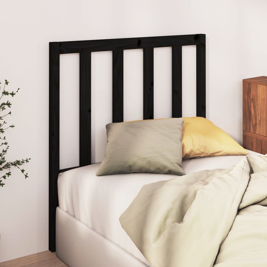Black Bed Headboard 81x4x100 cm in Solid Pine Wood