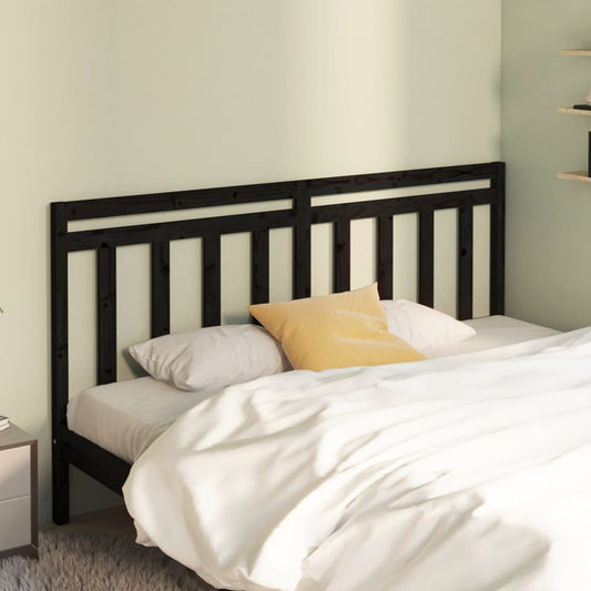 Testiera per Letto Nera 206x4x100 cm in Legno Massello di Pino - homemem39