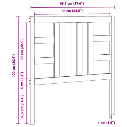 Graues Bettkopfteil 96x4x100 cm aus massivem Kiefernholz