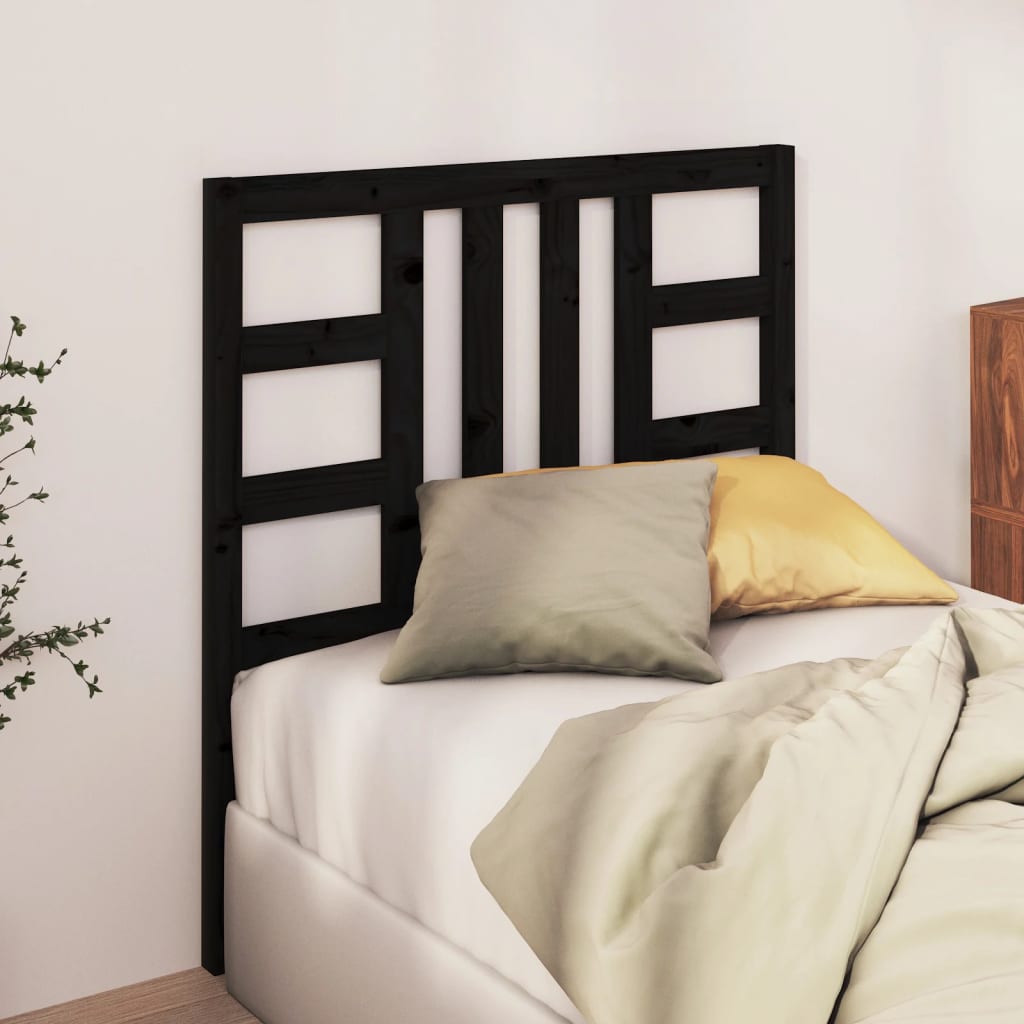 Testiera per Letto Nera 96x4x100 cm in Legno Massello di Pino - homemem39