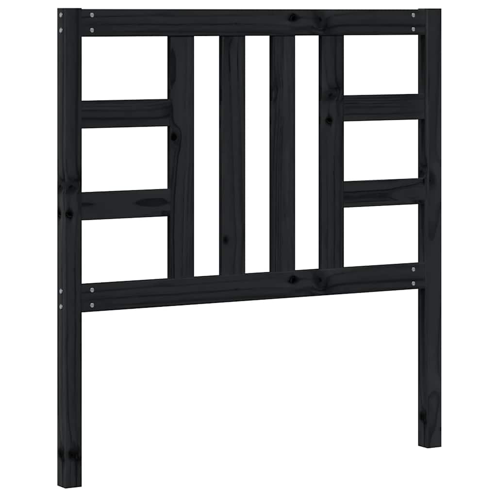 Testiera per Letto Nera 96x4x100 cm in Legno Massello di Pino