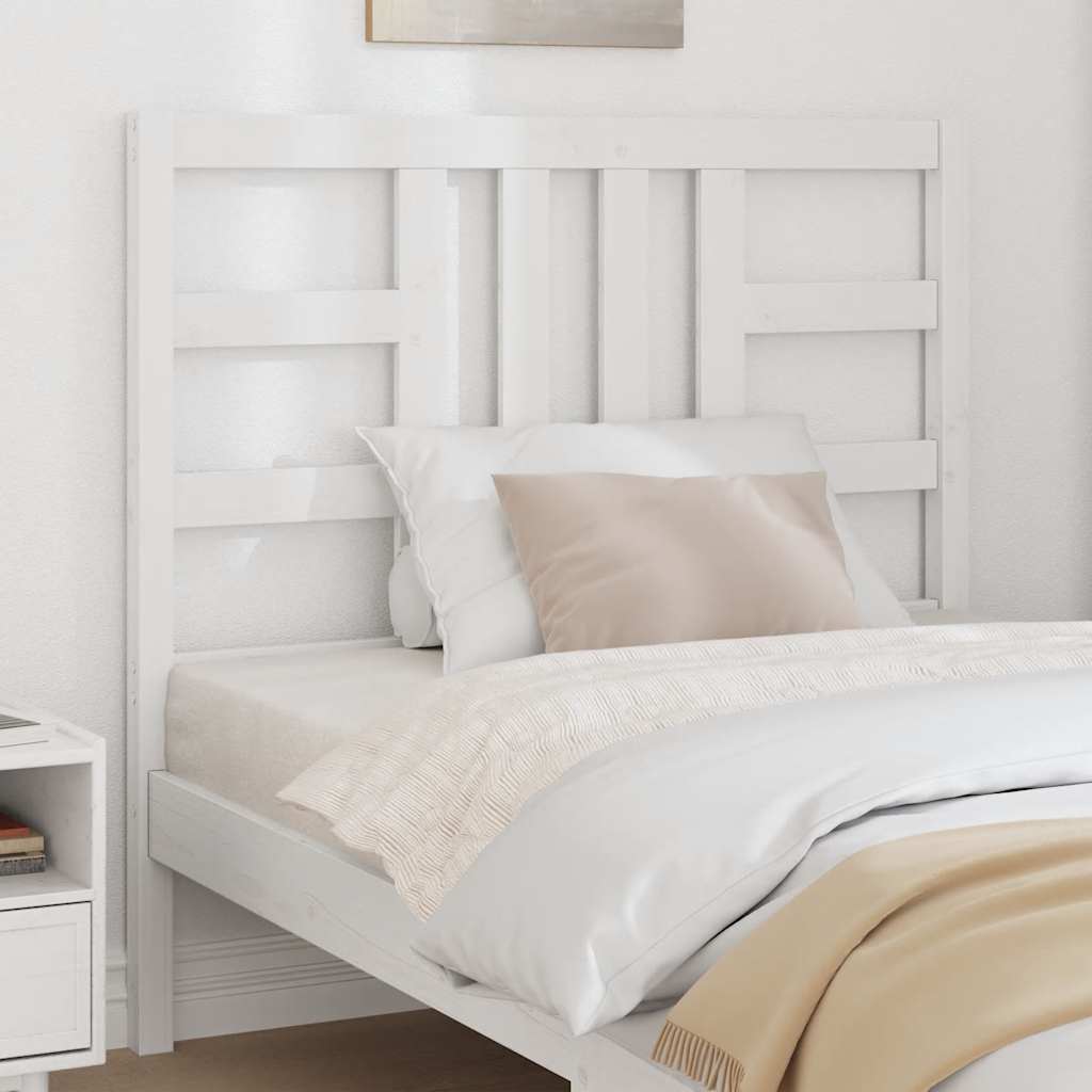 Testiera per Letto Bianca 106x4x100 cm Legno Massello di Pino | homemem39