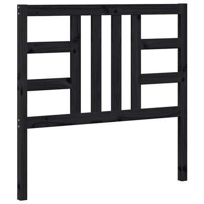 Schwarzes Bettkopfteil 106 x 4 x 100 cm aus massivem Kiefernholz