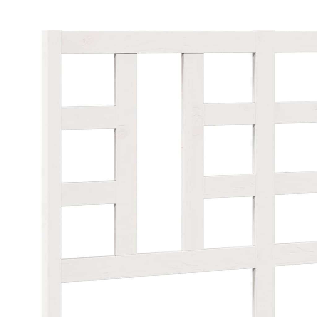 Testiera per Letto Bianca 126x4x100cm in Legno Massello di Pino