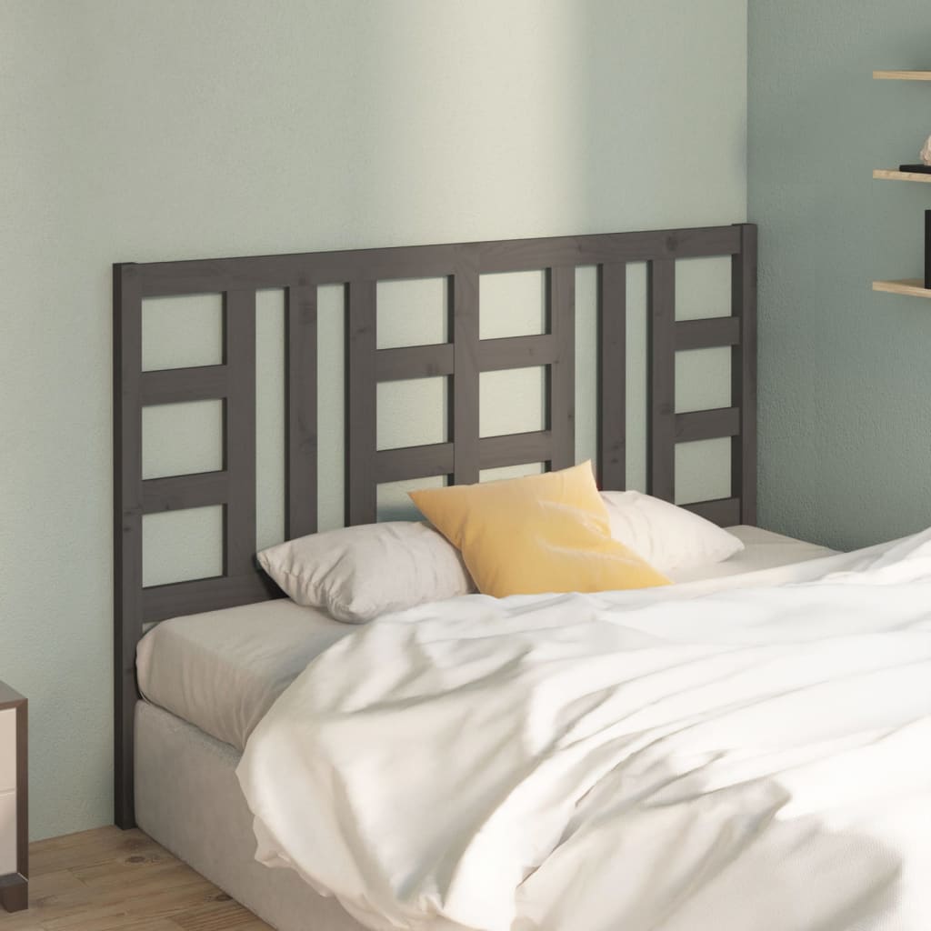 Testiera per Letto Grigia 126x4x100cm in Legno Massello di Pino - homemem39