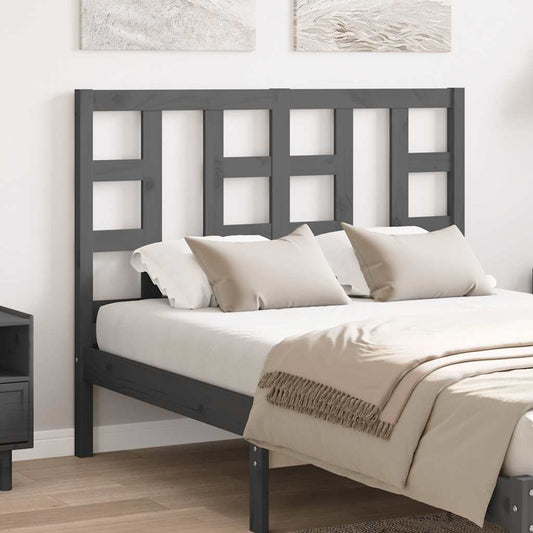 Gray Bed Headboard 126x4x100cm in Solid Pine Wood