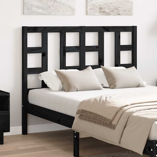 Black Bed Headboard 126x4x100 cm in Solid Pine Wood