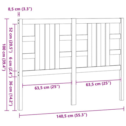 Headboard for Bed 141x4x100 cm in Solid Pine Wood