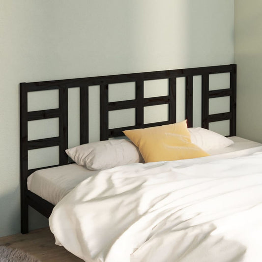 Black Bed Headboard 186x4x100 cm in Solid Pine Wood