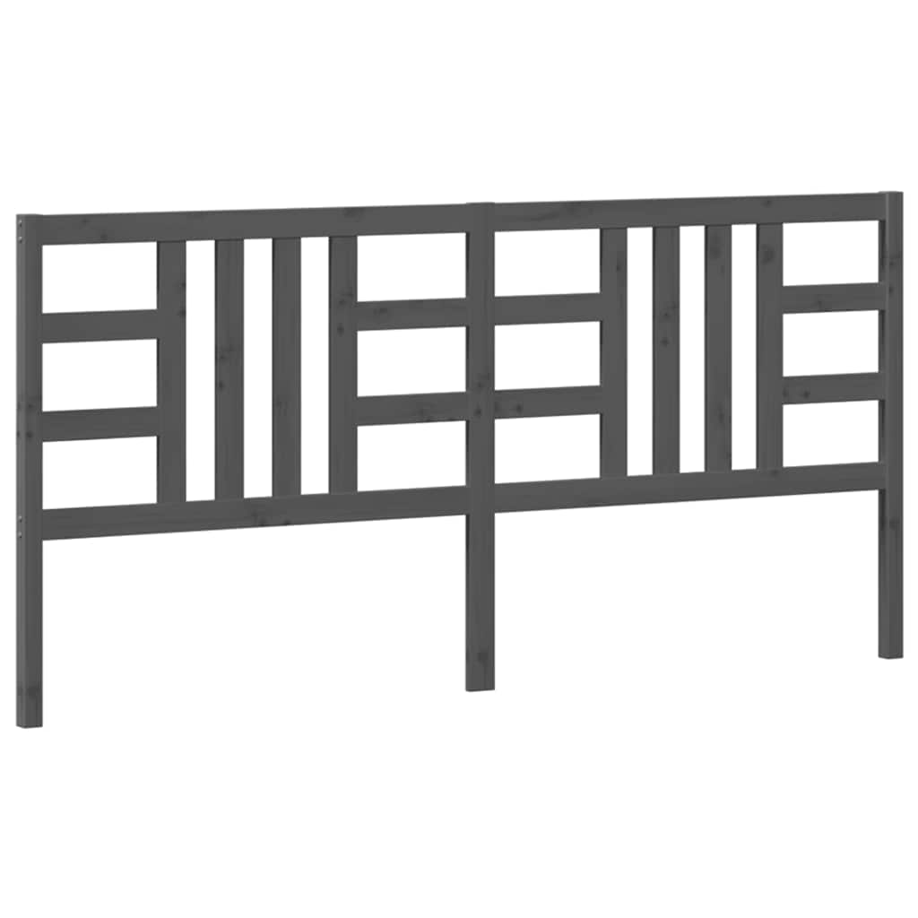 Gray Bed Headboard 206x4x100cm in Solid Pine Wood
