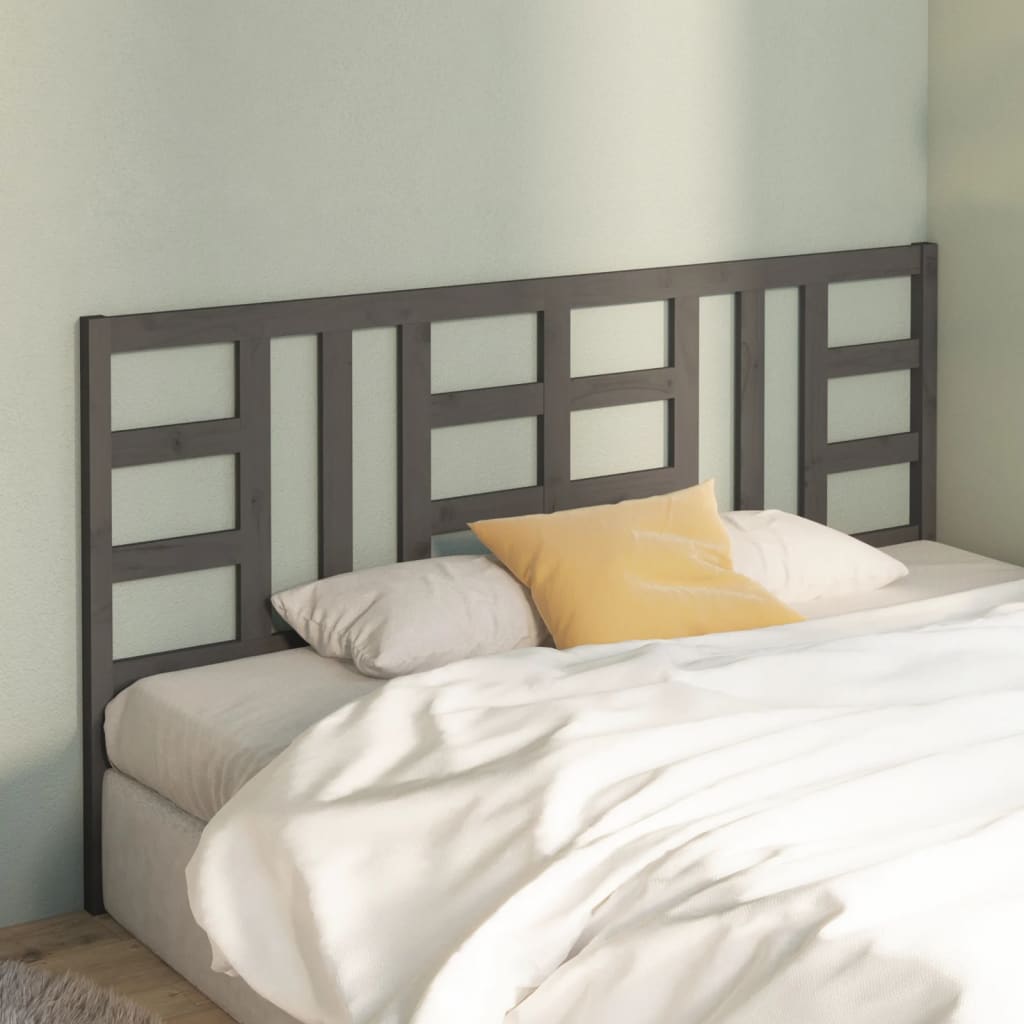 Testiera per Letto Grigia 206x4x100cm in Legno Massello di Pino - homemem39