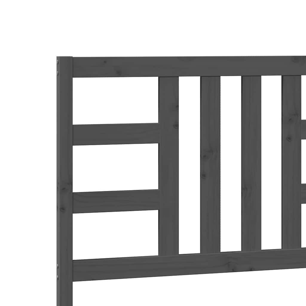 Gray Bed Headboard 206x4x100cm in Solid Pine Wood