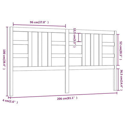 Testiera per Letto Nera 206x4x100 cm in Legno Massello di Pino - homemem39