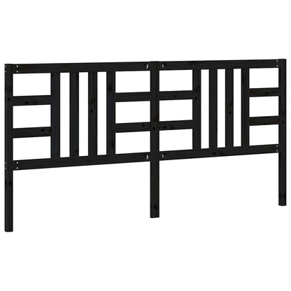 Black Bed Headboard 206x4x100 cm in Solid Pine Wood