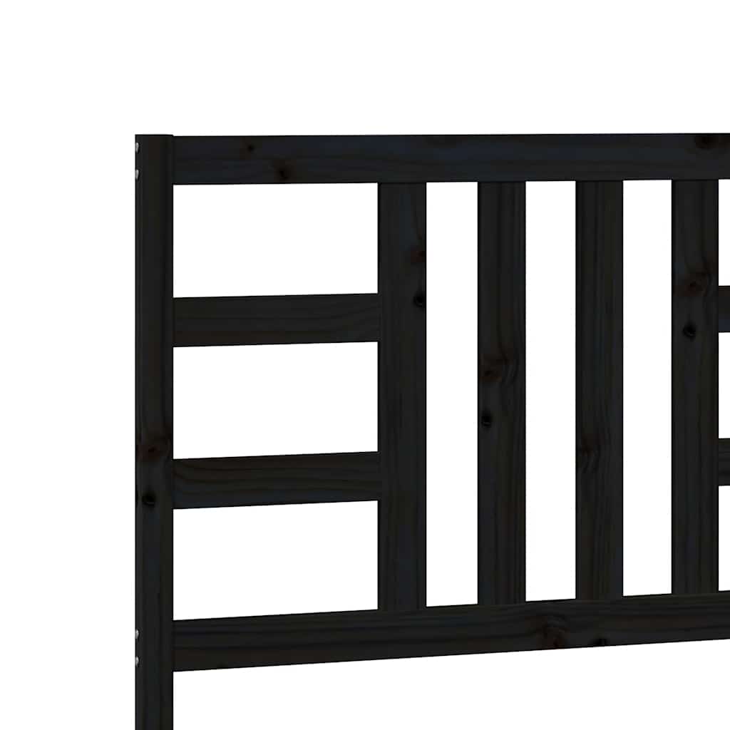 Black Bed Headboard 206x4x100 cm in Solid Pine Wood