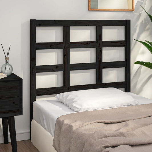 Testiera per Letto Nera 95,5x4x100 cm in Legno Massello di Pino - homemem39