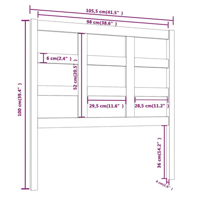 Testiera per Letto Grigia 105,5x4x100 cm Legno Massello di Pino - homemem39