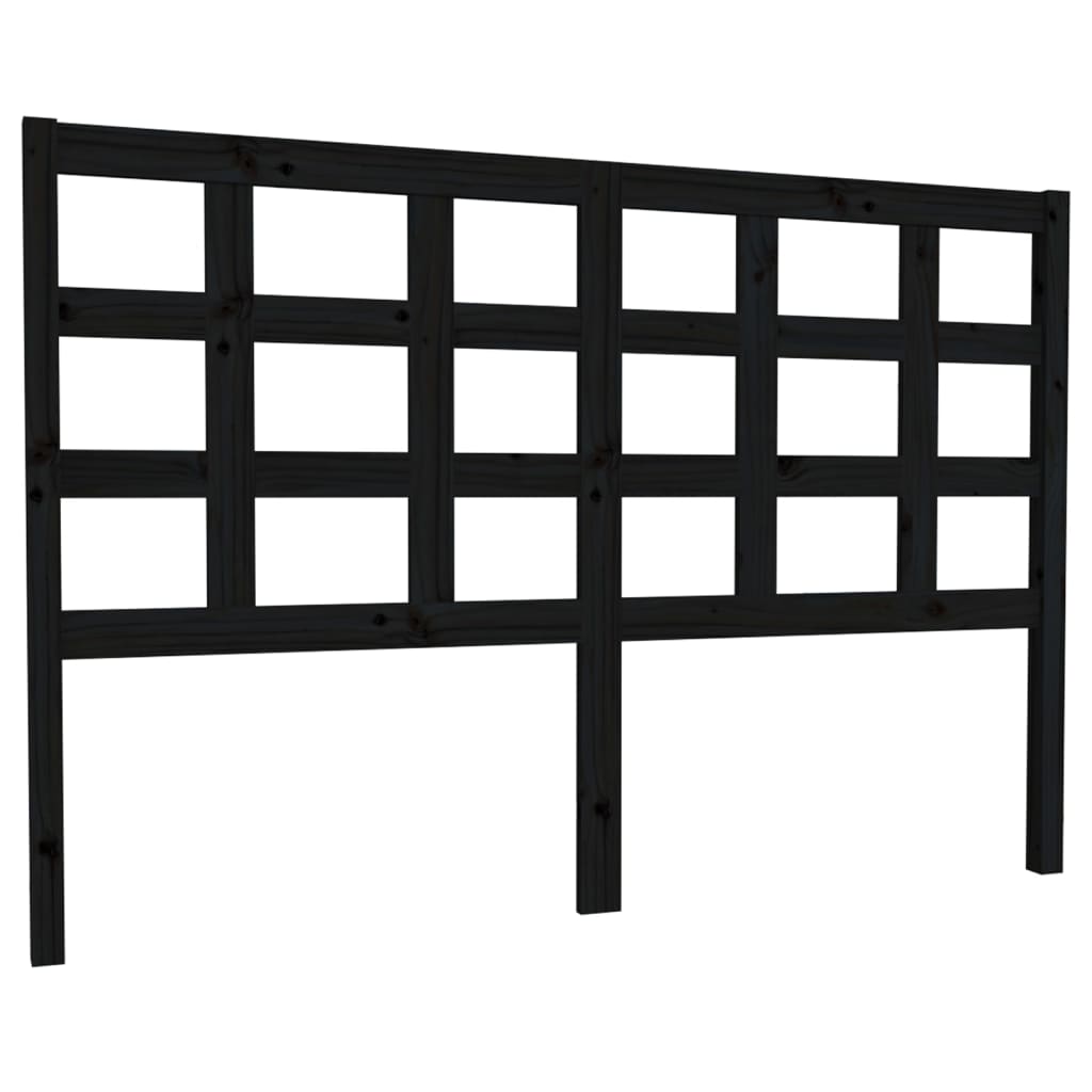 Testiera per Letto Nera 145,5x4x100cm in Legno Massello di Pino - homemem39