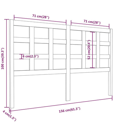 Testiera per Letto Bianca 156x4x100 cm Legno Massello di Pino - homemem39