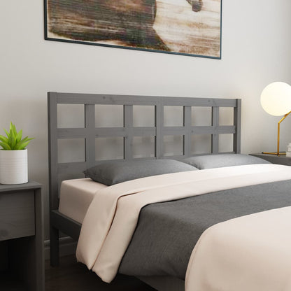 Testiera Letto Grigia 156x4x100 cm in Legno Massello di Pino - homemem39