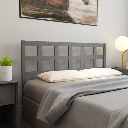 Testiera Letto Grigia 156x4x100 cm in Legno Massello di Pino - homemem39