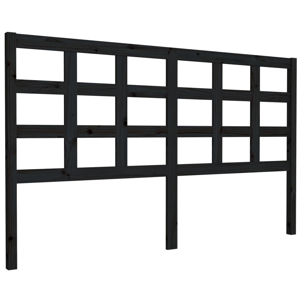 Testiera per Letto Nera 165,5x4x100cm in Legno Massello di Pino - homemem39