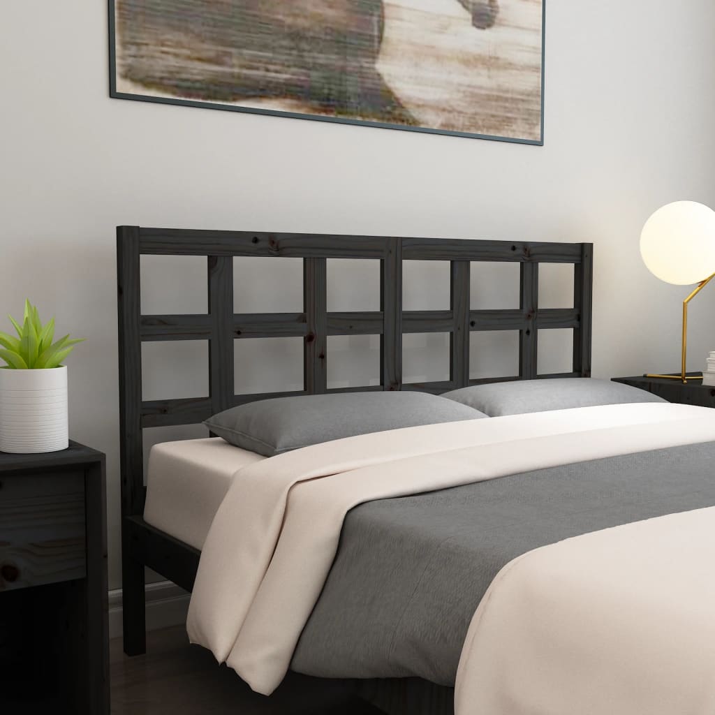 Testiera per Letto Nera 165,5x4x100cm in Legno Massello di Pino - homemem39