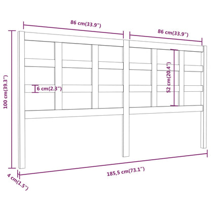 Testiera per Letto 185,5x4x100 cm Legno Massello di Pino - homemem39