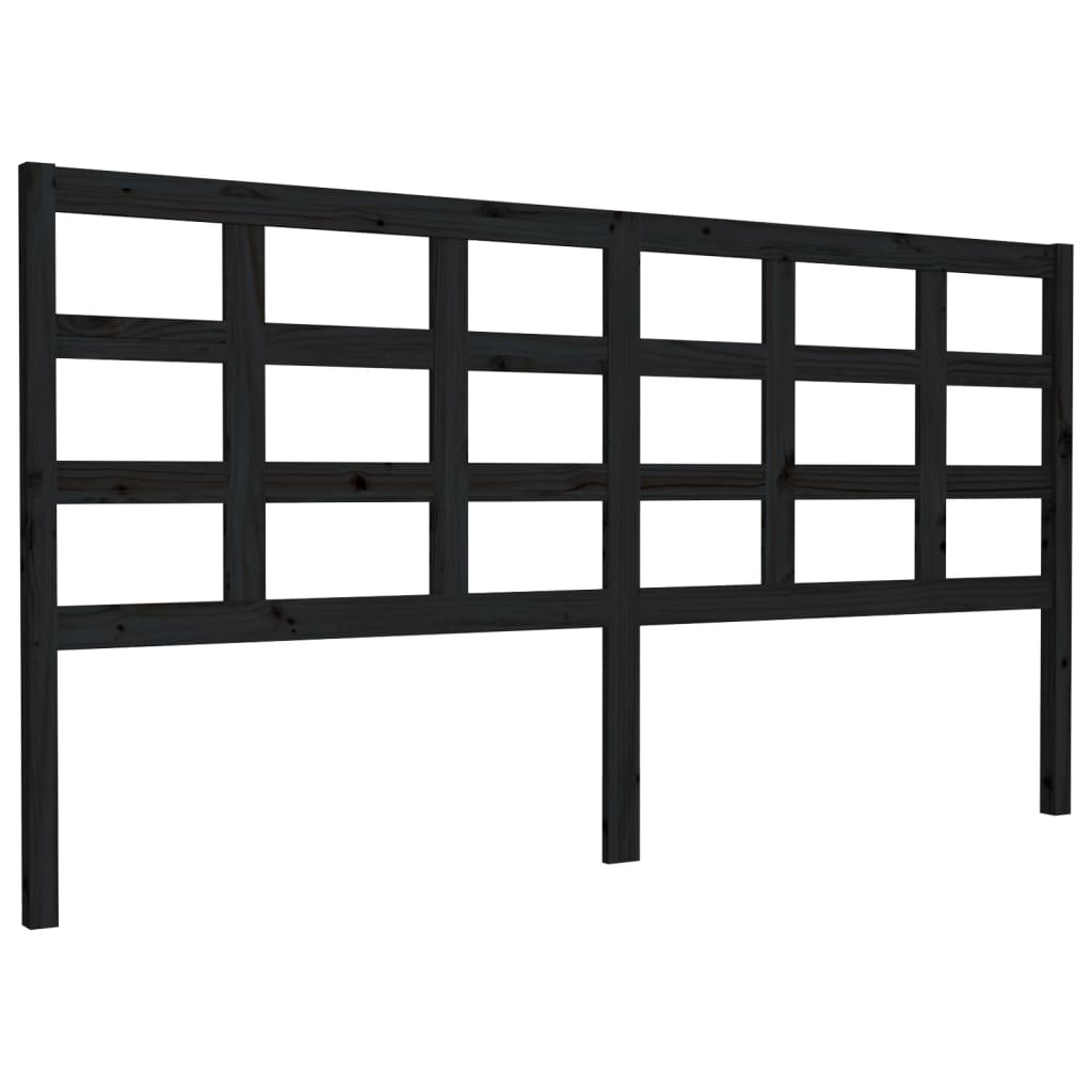 Testiera per Letto Nera 185,5x4x100cm in Legno Massello di Pino - homemem39