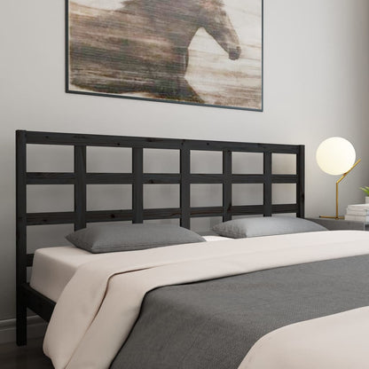 Testiera per Letto Nera 185,5x4x100cm in Legno Massello di Pino - homemem39