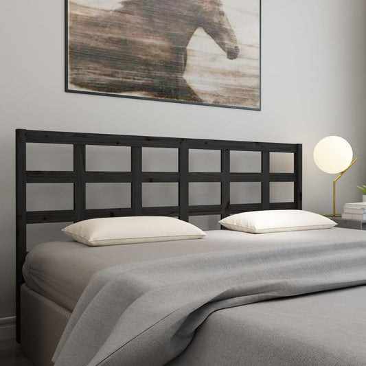 Testiera per Letto Nera 185,5x4x100cm in Legno Massello di Pino - homemem39