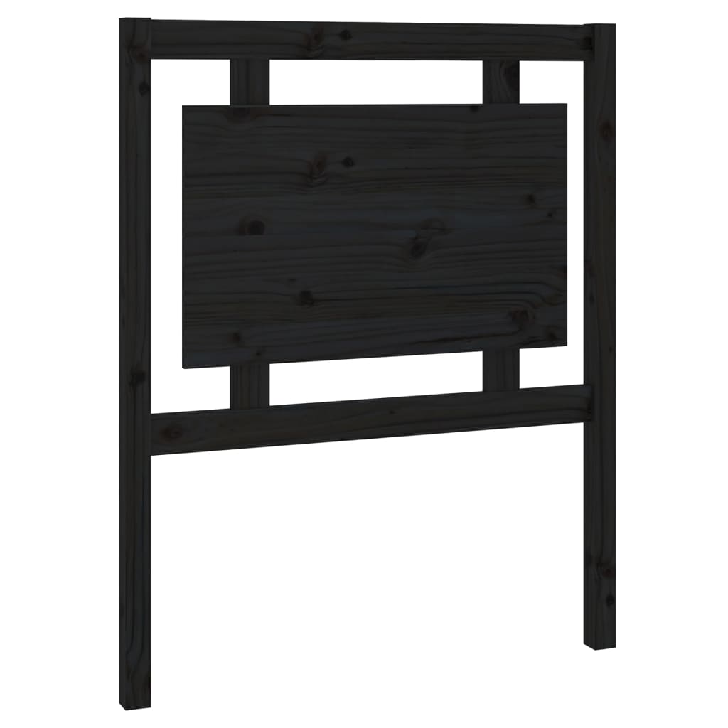 Testiera per Letto Nera 80,5x4x100 cm in Legno Massello di Pino