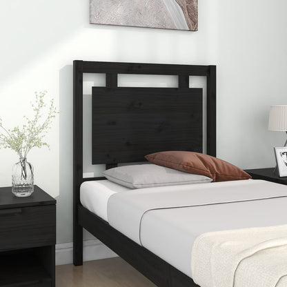 Testiera per Letto Nera 80,5x4x100 cm in Legno Massello di Pino